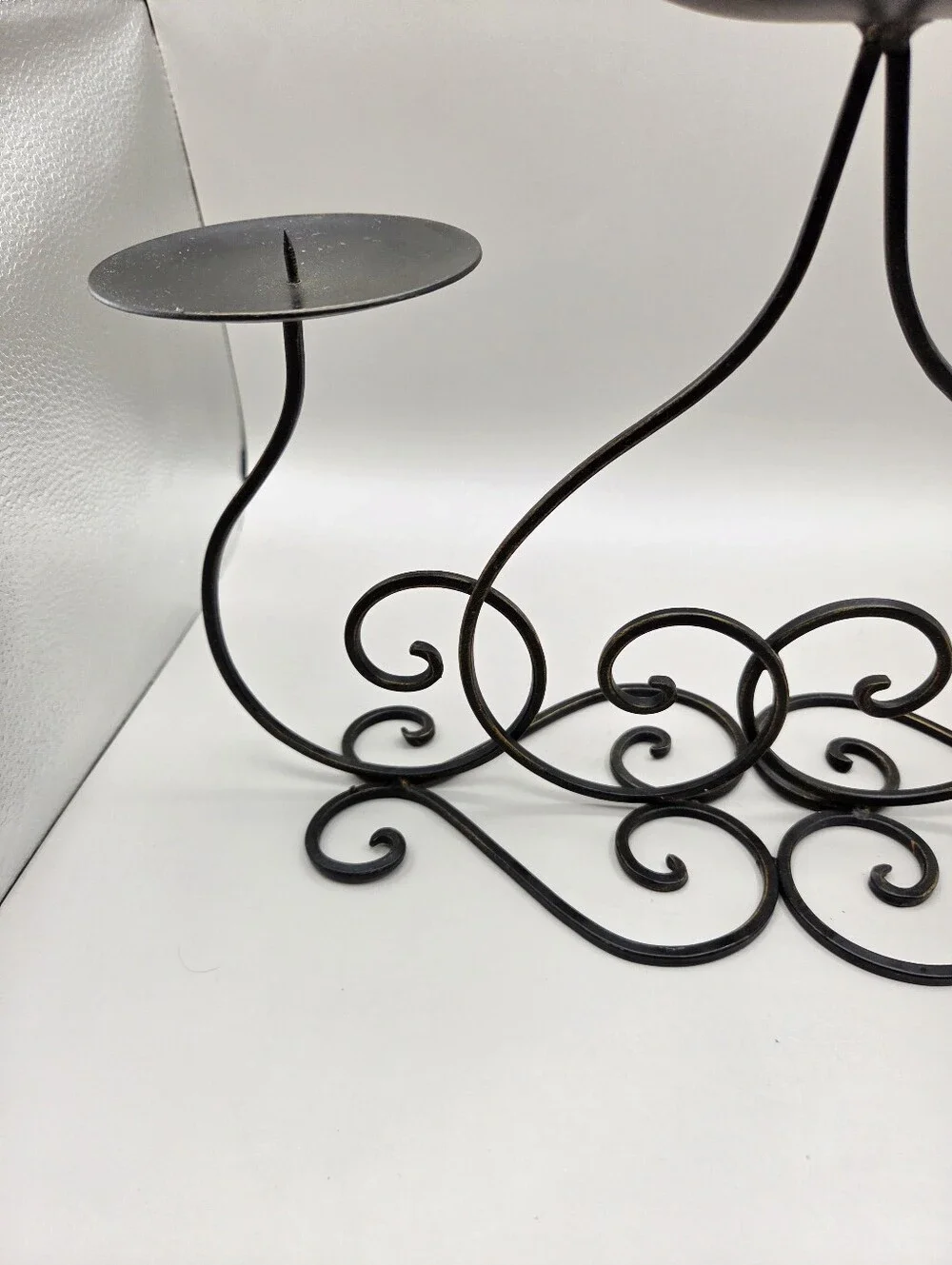 Bronze Scrollwork 3-Arm Metal Candelabra